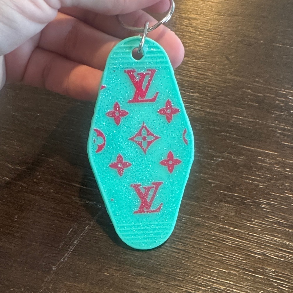 Turquoise and Red Designer Keychain